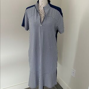 Tail White & Blue Stripped design Sports Dress